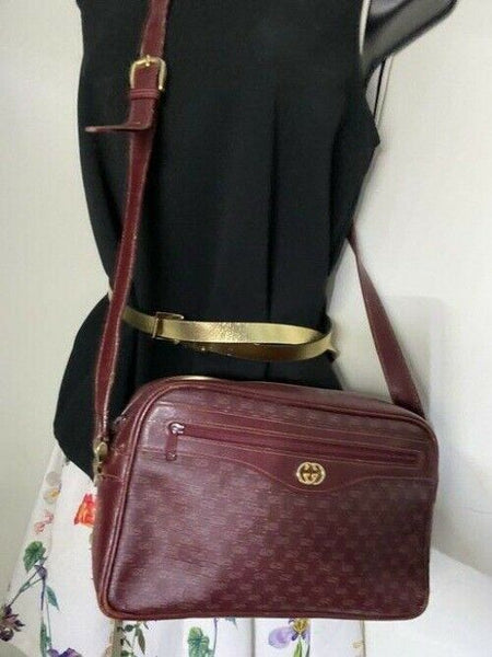 gucci vintage burgundy leather cross body bag