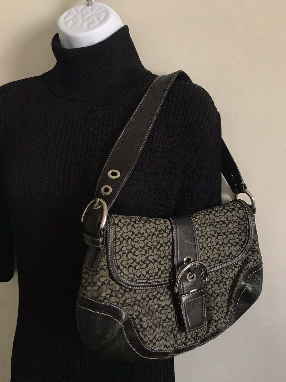 COACH Black Jacquard Buckle Bag