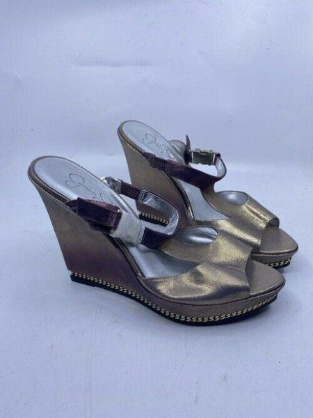 Jessica Simpson Gold Silver Valentine Slip On Designer Heels Pumps Size Us