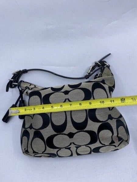 Coach Medium Msrp Black Beige Jacquard Fabric Shoulder Bag
