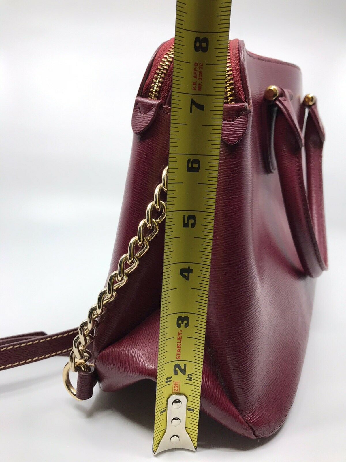 RALPH LAUREN Medium Brown Leather Logo Tote