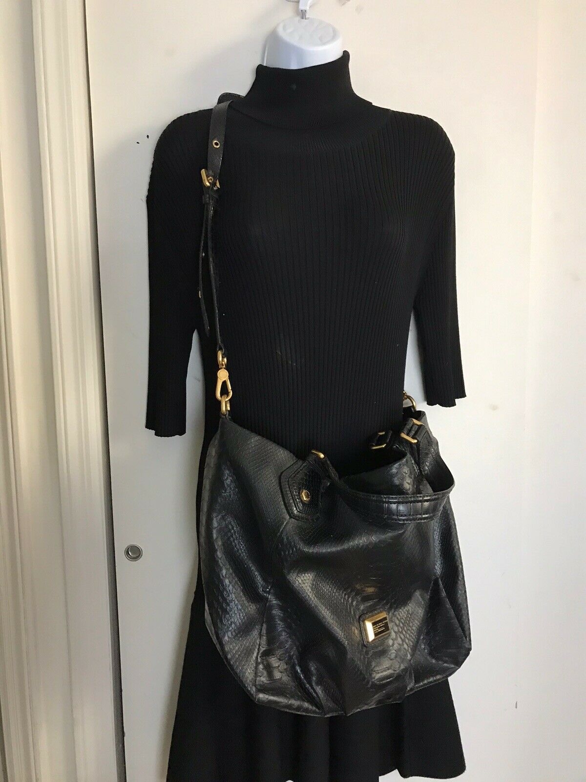 Marc Jacobs Leather Bucket Bag Python Embossed