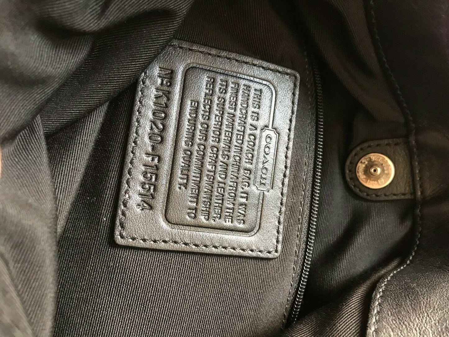 Coach Black Fabric Signature hand bag