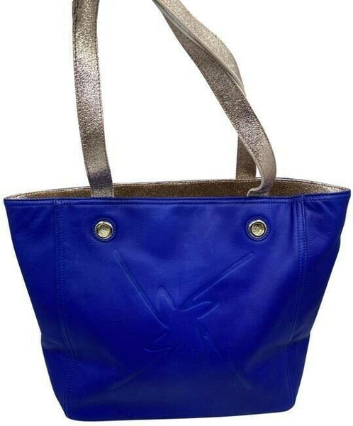 Nicole Miller Shopping Nwot Msrp Blue Leather Tote