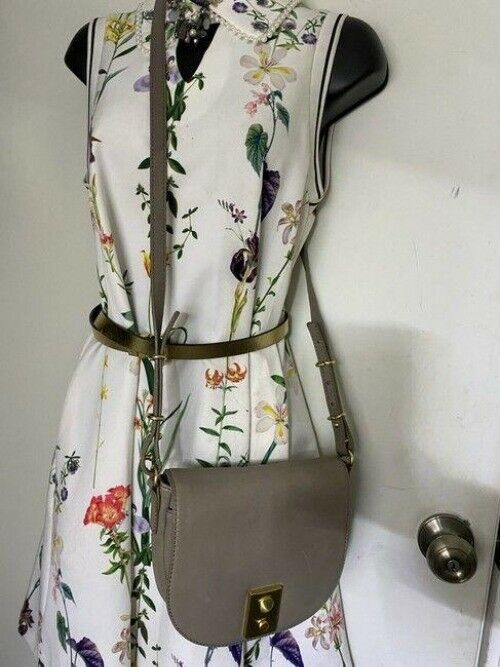 jcrew gray leather cross body bag