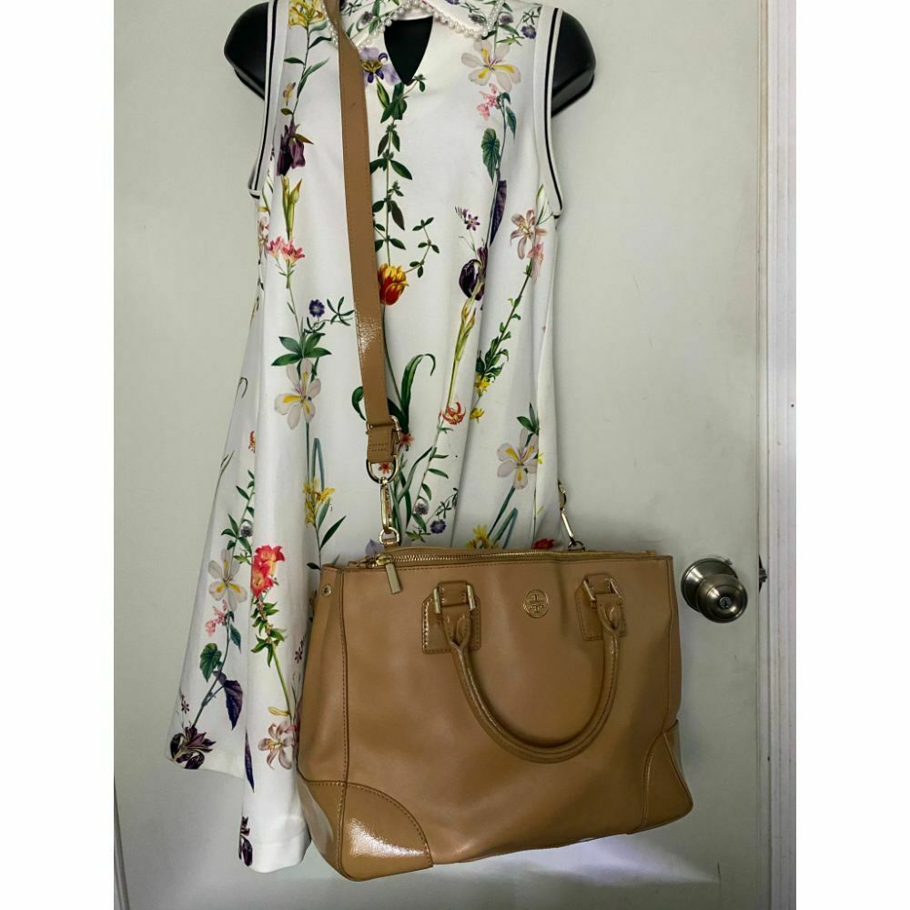 TORY BURCH Large Multi Beige Saffiano Leather Compartment Tote Bag