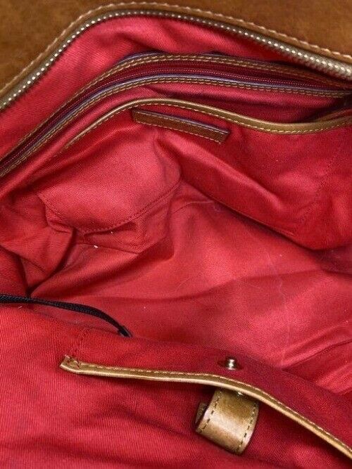 Dooney and bourke shopping large blue white brown fabric tote