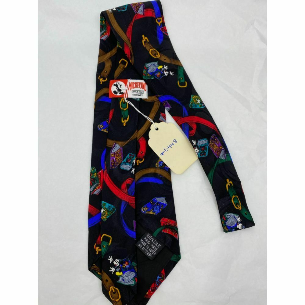 New! MICKEY MOUSE Disney Neck Tie Blue Green 100% Silk Handmade