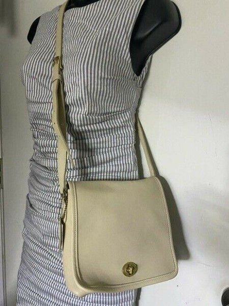 coach vintage rare beige leather cross body bag