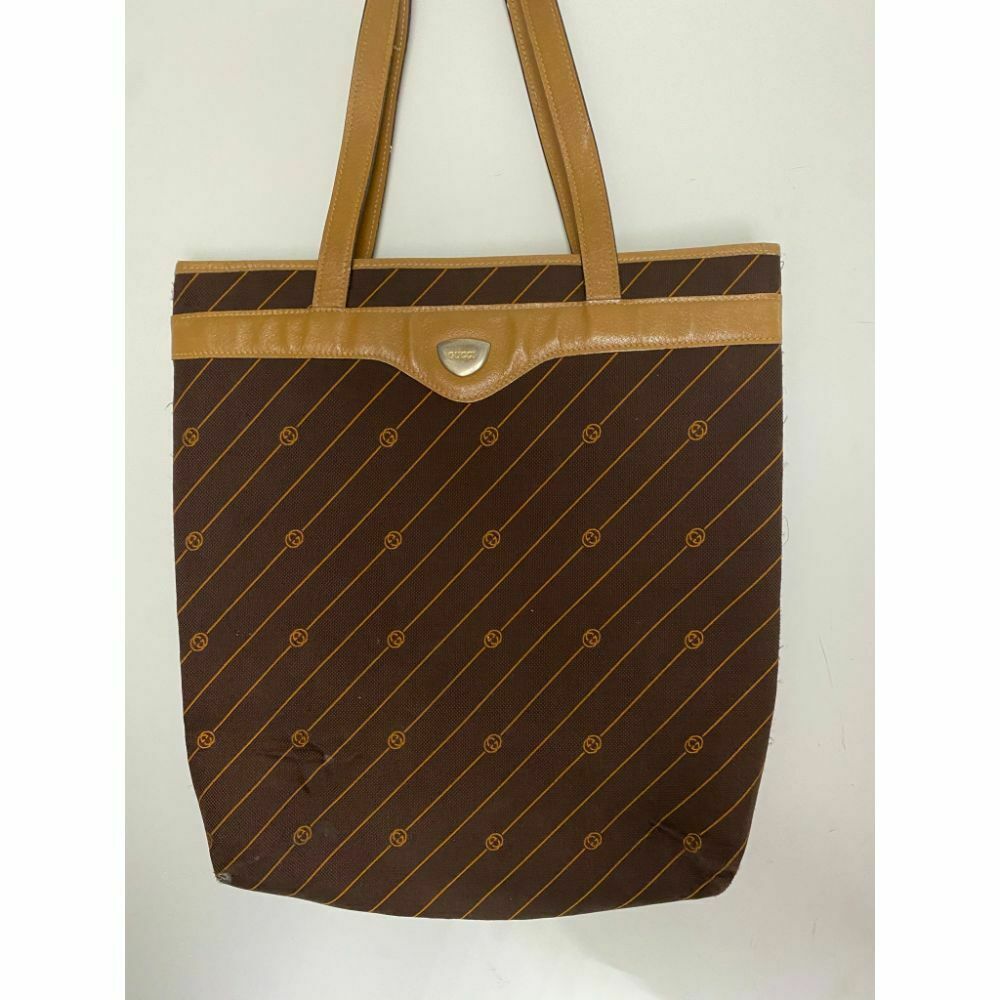 GUCCI Vintage XL Tote Bag in Canvas Fabric w/ All Over Logo