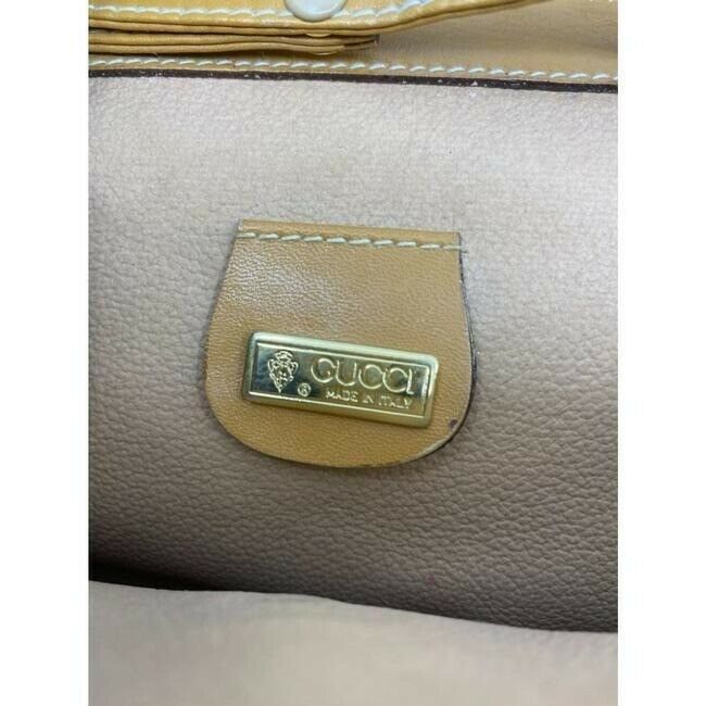 GUCCI Vintage Flap Coated Canvas Crossbody Bag w Leather trim