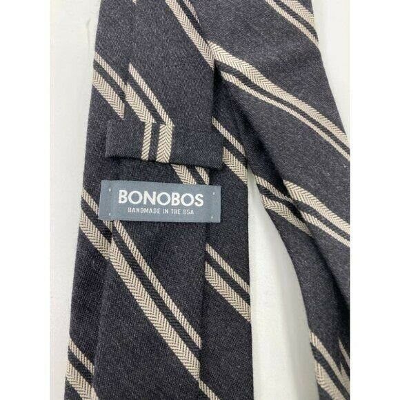 New! BONOBOS Gray White Striped Premium Neck Tie
