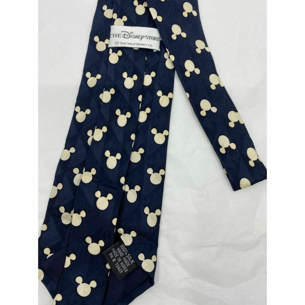 New! MICKEY MOUSE Disney Neck Tie Blue Cream 100% Silk Handmade