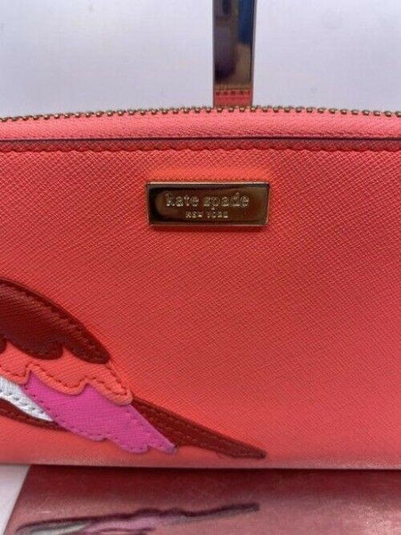Kate Spade Pink Parrot Zip Neda Rare Wallet