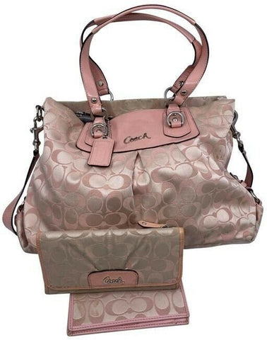 coach msrp pink silver fabric cross body bag