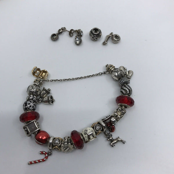 PANDORA Bracelet w/ Charms and Earrings