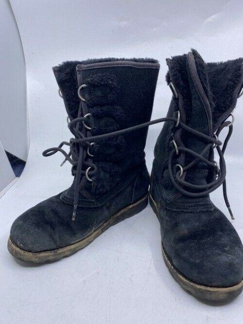 Ugg Australia Black Rugged Lace Up Bootsbooties Size Us