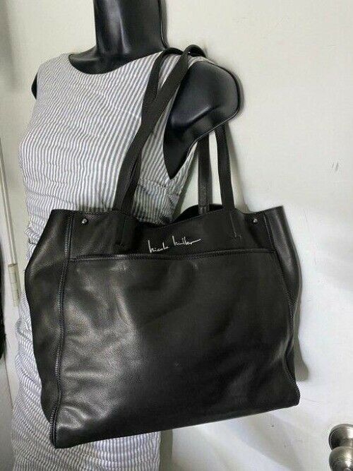 Nicole Miller Shopping Nwot Msrp Black Leather Tote