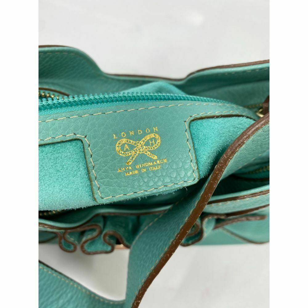 ANYA HINDMARCH Blue Green Leather Shoulder Bag Msrp 1,200