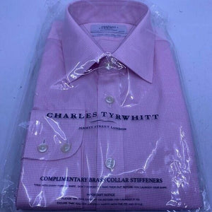 Charles Tyrwhitt Light Pink non iron puppytooth slim fit shirt