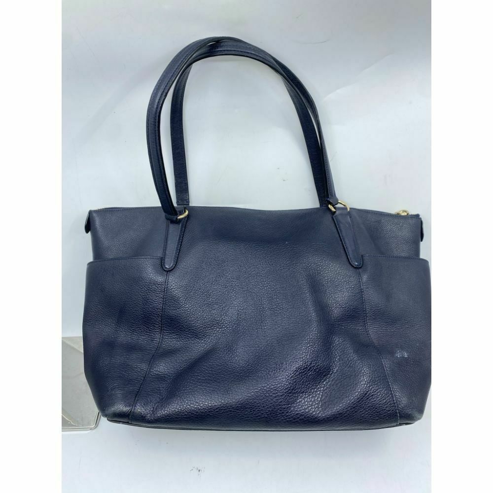 COACH Navy Blue XL Leather Shoulder Bag Very Good Condition
