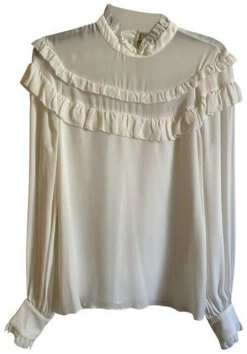 Nicole Miller off white new french ls msrp small blouse