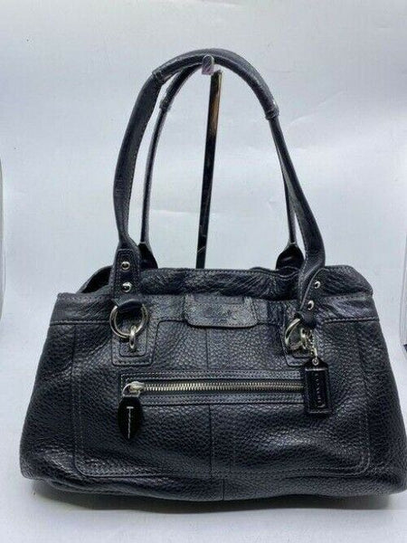coach large black leather shoulder bag