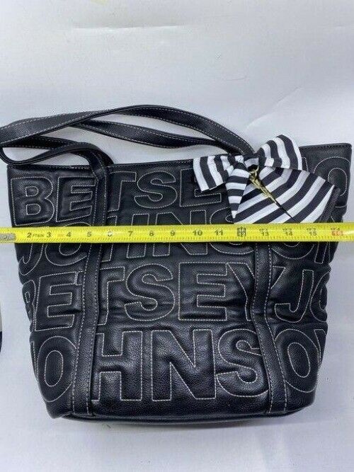 betsey johnson bag black white leather tote