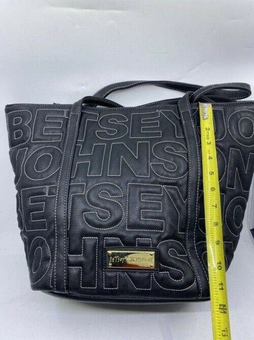 betsey johnson bag black white leather tote