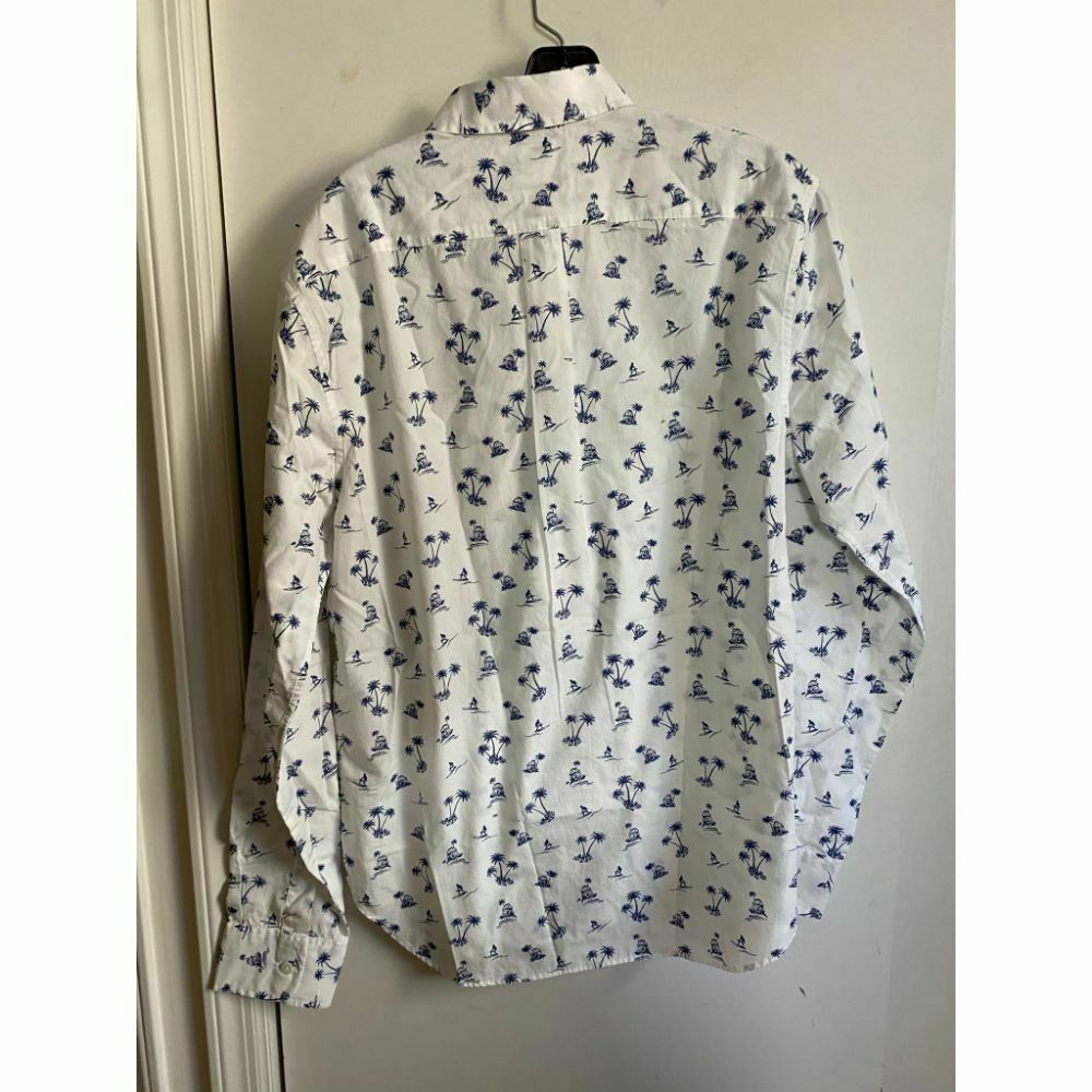 BONOBOS Blue White Printed Long Sleeve Button Down Shirt Size M