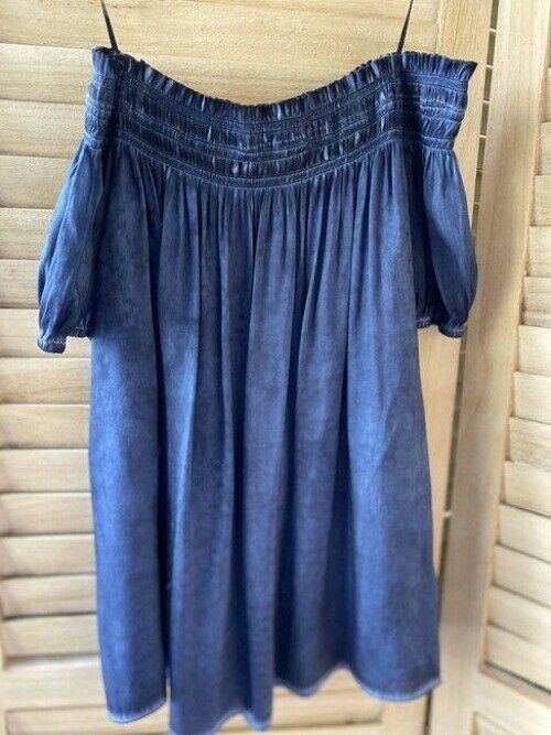 Nicole Miller blue off shoulder msrp small blouse