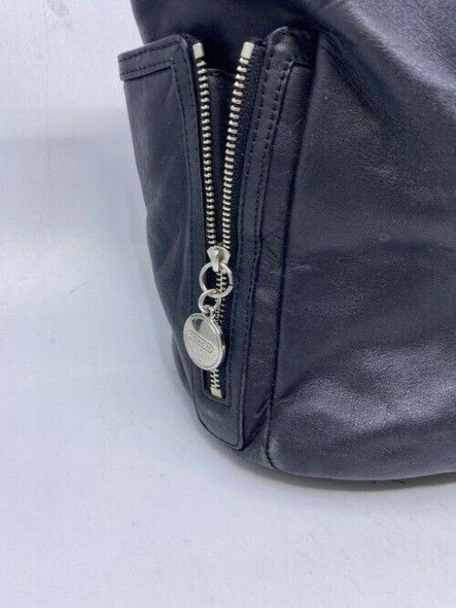 Coach Classic Side Zipper Black Leather Shoulder Bag