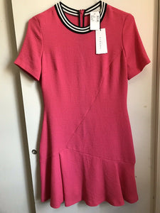 NWT SANDRO Pink SS Dress W Athletic Stripe Detail