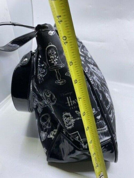 Harrods Shoulder Bag Black White Nylon Fabric Tote