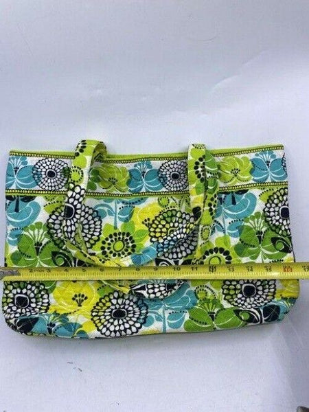vera bradley bag quilted black green white fabric tote