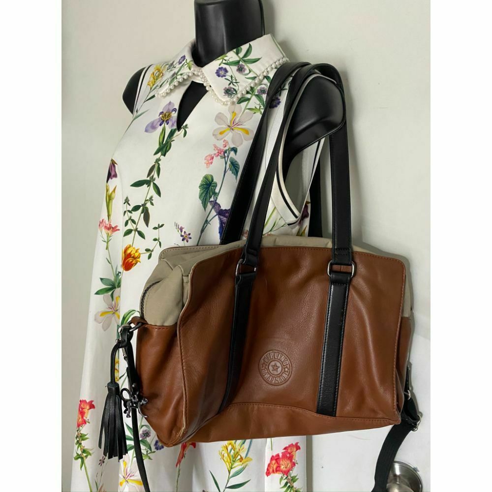 Kipling Brown Large Leather Shoulder Bag