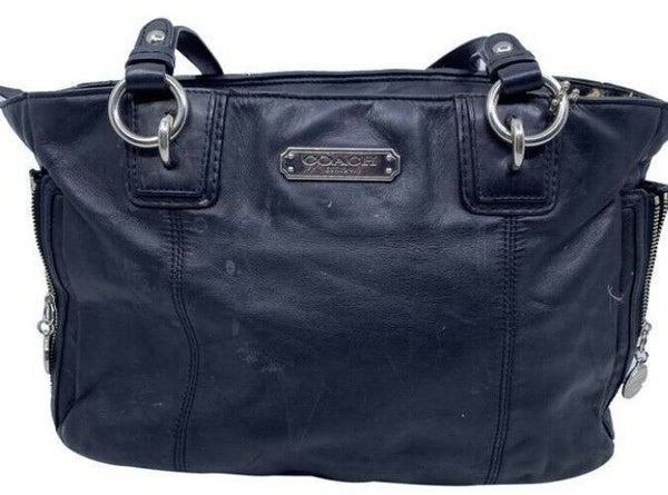 Coach Classic Side Zipper Black Leather Shoulder Bag