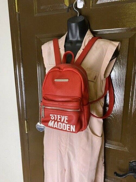 Steve Madden Mini Red Faux Leather Backpack