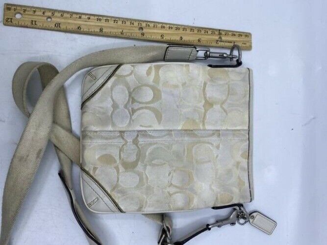 Coach Simple Beige Fabric Cross Body Bag