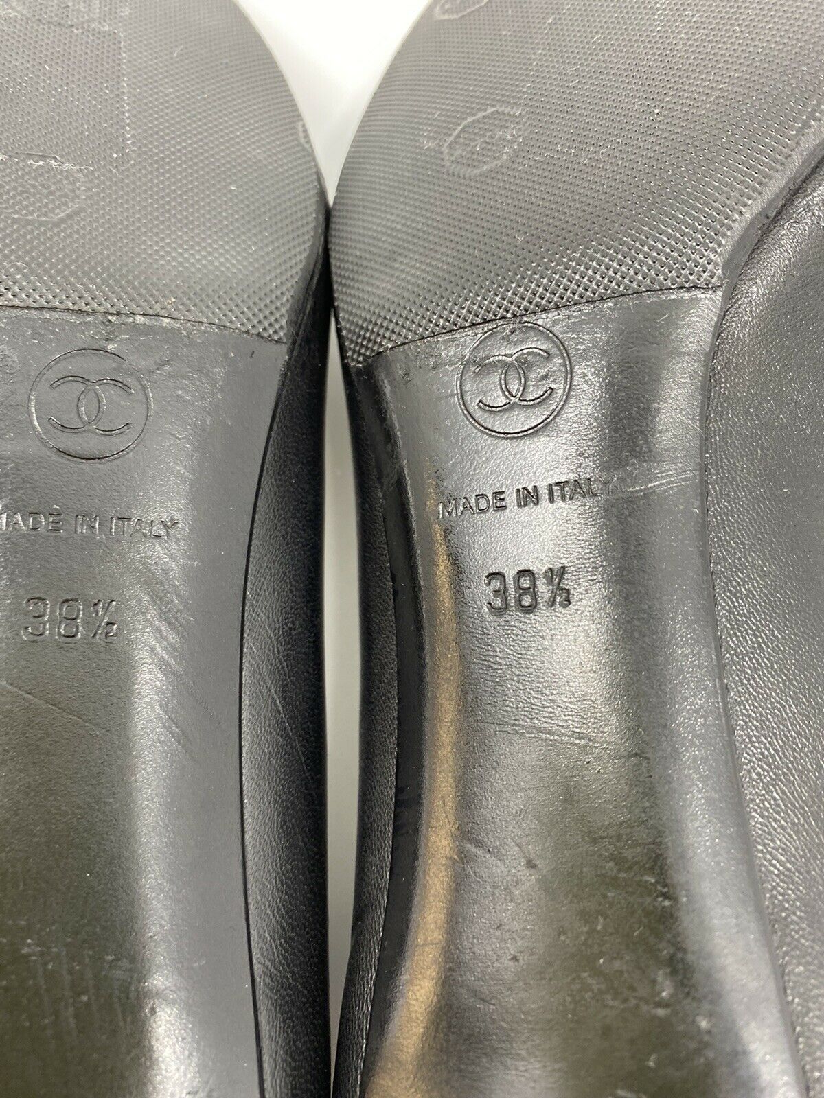 CHANEL Black Ballet shoes W/ Low Heels 38.5