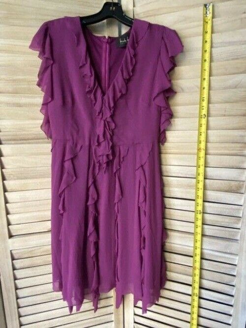 Nicole Miller Purple New Waterfalls Ruffles Msrp Small Short Casual Dress