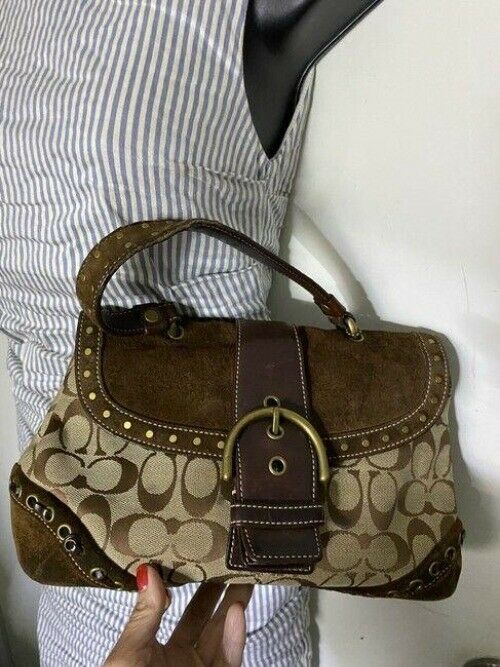 Coach Small Handbag Brown Beige Hobo Bag
