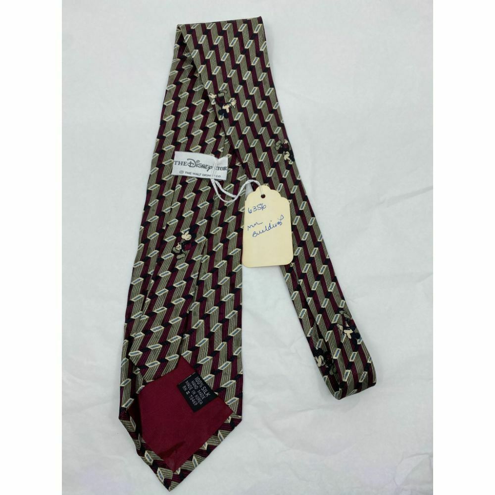 MICKEY MOUSE Disney Neck Tie Red Green Hand Made 100% Silk