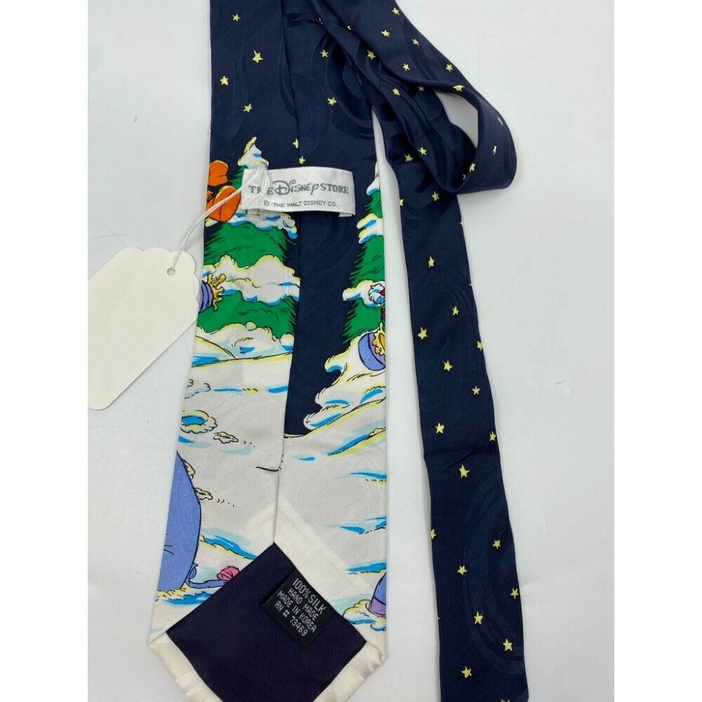 New! Winnie The Pooh Blue White Red Green Christmas Theme Neck Tie Msrp 35