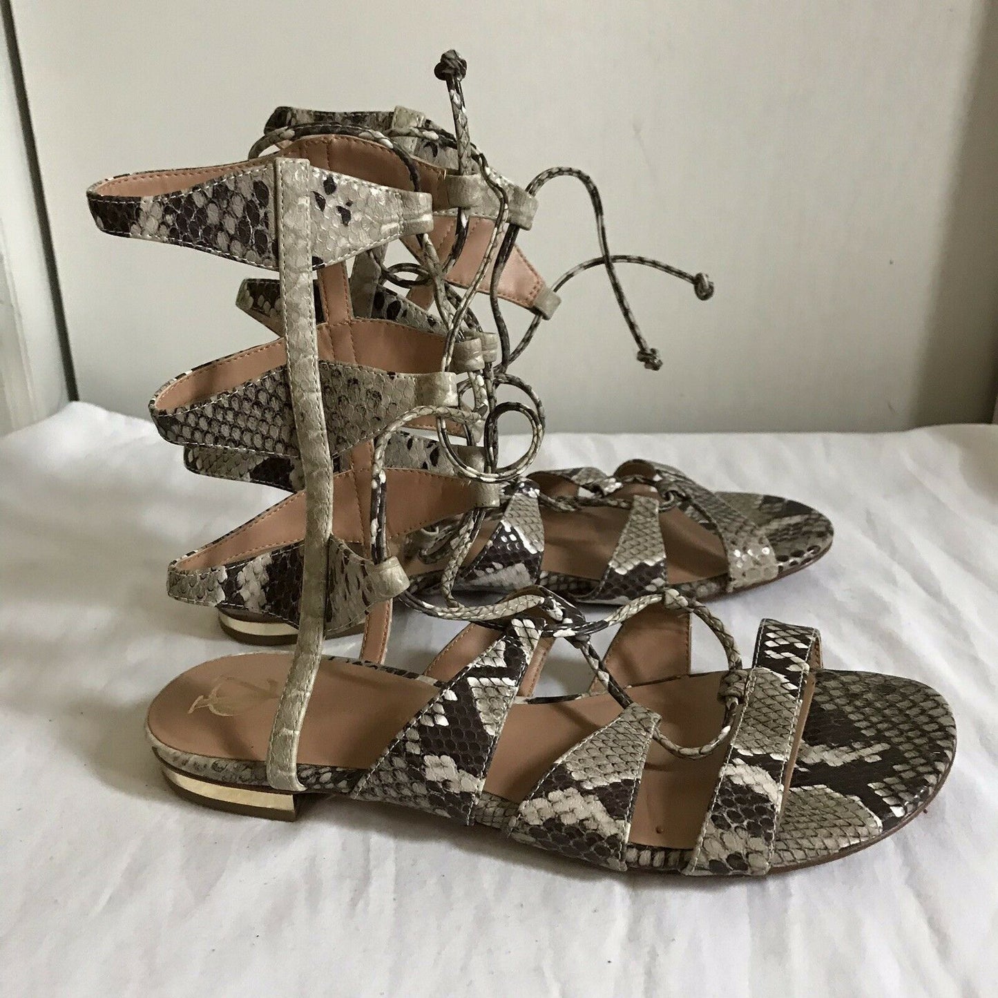 Vince Camuto Snake Print Leather Gladiator Sandals Sz 9