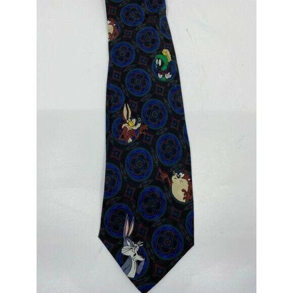 NWOT Looney Tunes Neck Tie Navy Diamond Circles