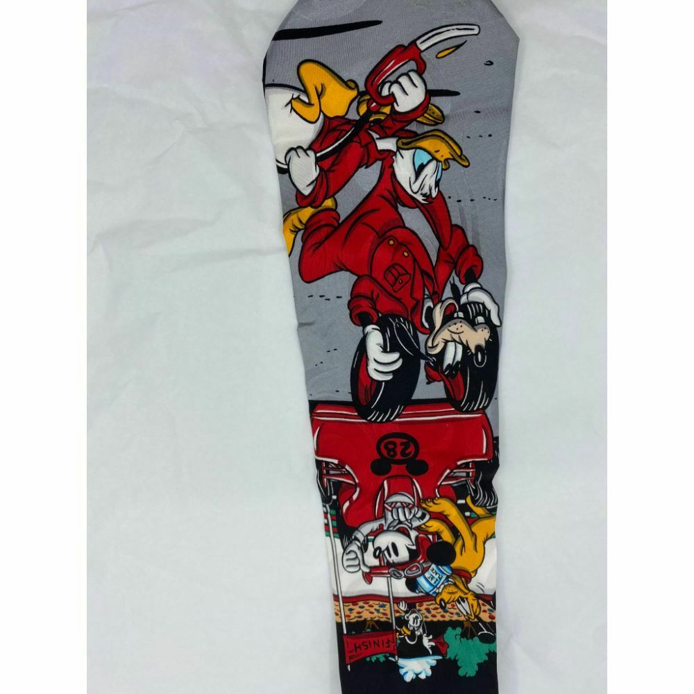 MICKEY MOUSE Disney Neck Tie Gray Red Orange Hand Made 100% Silk