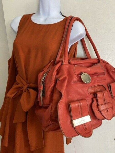 chloe red leather shoulder bag