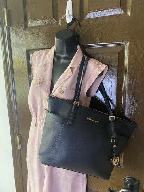 Michael Kors Jet Set Black Saffiano Leather Shoulder Bag