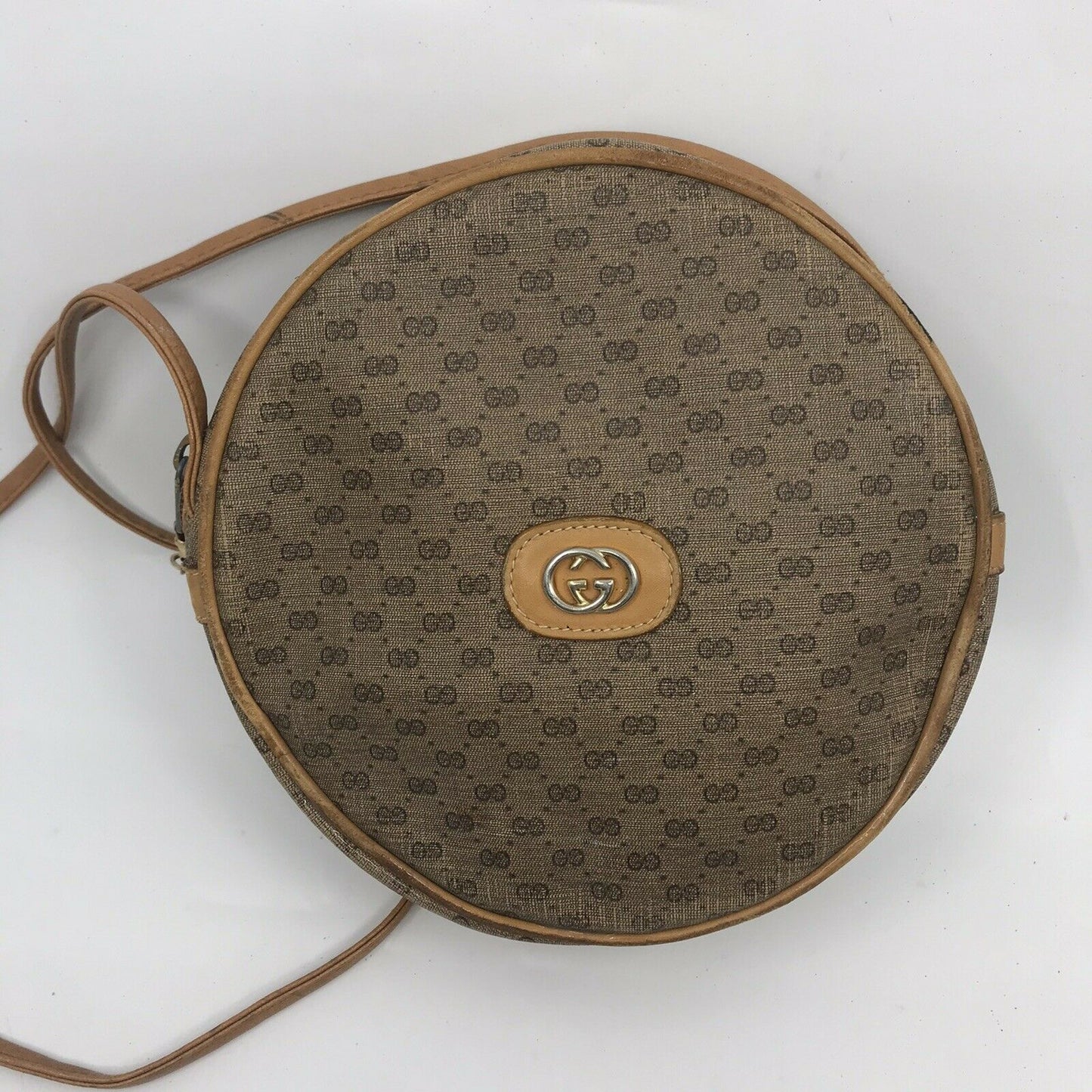GUCCI Vintage Brown Shoulder Bag All Over Signature